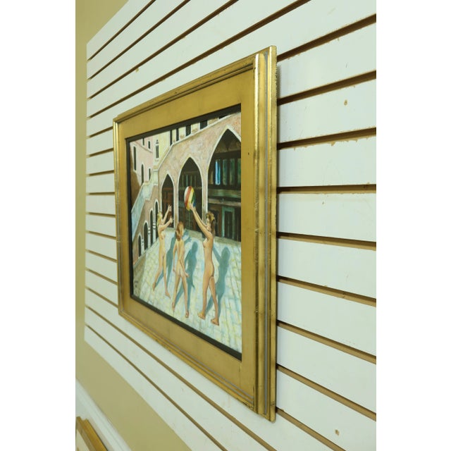 "The Three Graces" Nudes Playing Ball Framed Oil Painting on Canvas For Sale In Philadelphia - Image 6 of 8