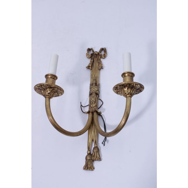 1950s 1950s Pair of French Style Brass Electric Sconces For Sale - Image 5 of 11