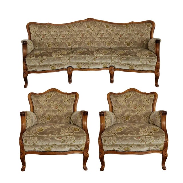 Chippendale Sofa and Armchairs, 1980s, Set of 3 For Sale - Image 11 of 11