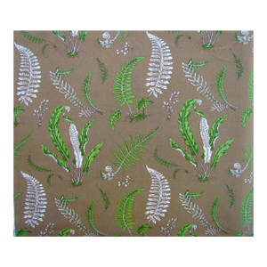 Scalamandre Linen Fabric Elsie De Wolf Outdoor Greens on Brown