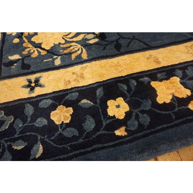 1920s Antique Blue Medallion Oriental Chinese Peking Hand Knotted Rug For Sale - Image 10 of 12