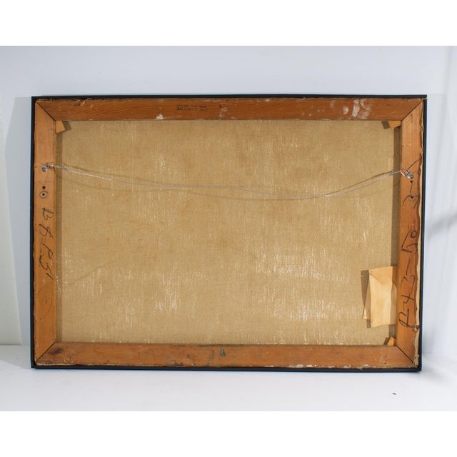 Green 1960 “Encounter” Abstract Oil on Canvas Painting by Stephen Magada For Sale - Image 8 of 8