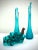 Art Glass Vase -Vintage Mid Century Tall Turquoise Cerulean Blue Frosted (Sea Glass) For Sale In Los Angeles - Image 6 of 8