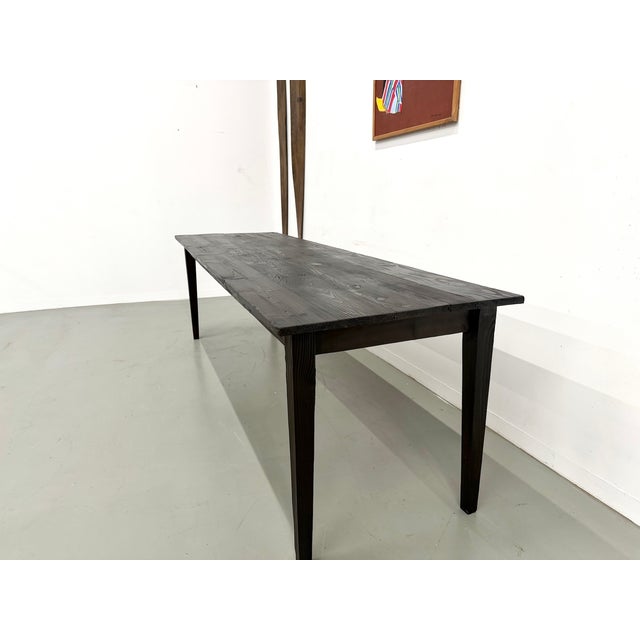 Large Farmhouse Shou Sugi Ban Table in Burnt Wood, 1950s For Sale - Image 10 of 18