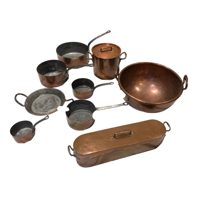 French Antique & Vintage French Copper Cookware Collection - 9 Piece Professional Set For Sale - Image 3 of 14