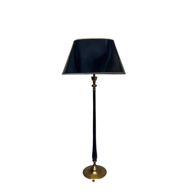 Brass and Black Laquered Floor Lamp on Ball-Shape Legs, 1980s For Sale - Image 10 of 10