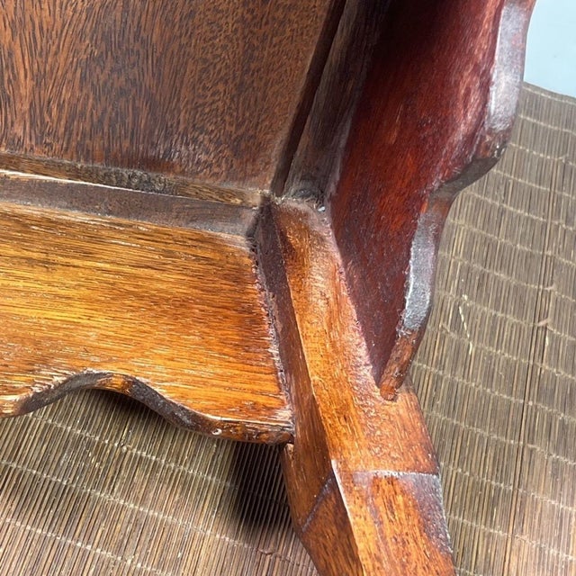 Chinese Rosewood Stool With Mother of Pearl Inlay, Carved Bat Motif Square Plant Stand For Sale - Image 4 of 7