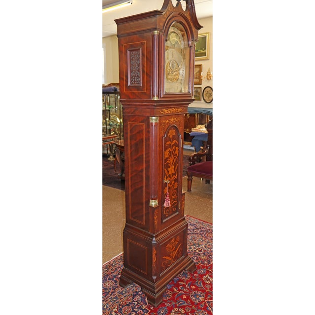 English 19th Century English Mahogany Inlaid Tall Case Grandfather Clock j.c Jennens For Sale - Image 3 of 17
