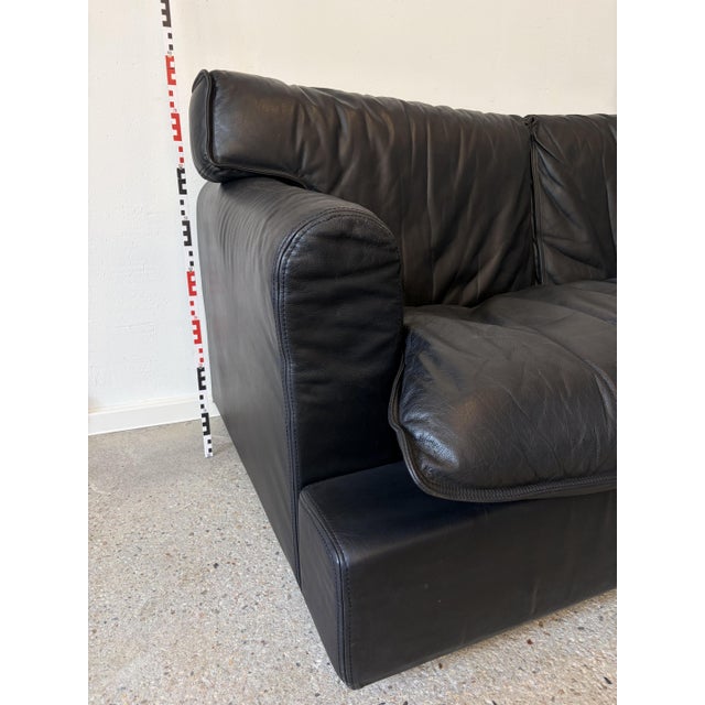 Black Leather Two-Seater Sofa by Arcon Italia, Italy, 1980s For Sale - Image 14 of 15
