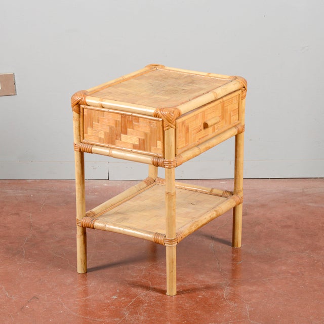 Vintage Bamboo Bedside Table, 1970s For Sale - Image 3 of 9
