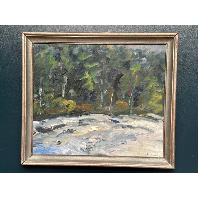 Bertil Lindecrantz, Vinterlandskap, 1950s, Oil on Canvas, Framed For Sale - Image 11 of 18