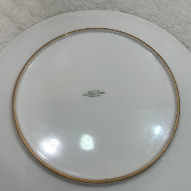 Gold Antique 24k Gold Encrusted Floral Plates by Cauldon & Heinrich - Set of 6 For Sale - Image 8 of 12