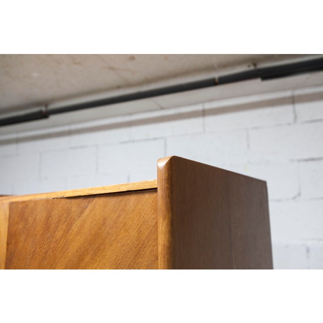 Mid-Century Modern Oak Veneer Wardrobe with Doors and Drawers, 1950s For Sale - Image 9 of 18