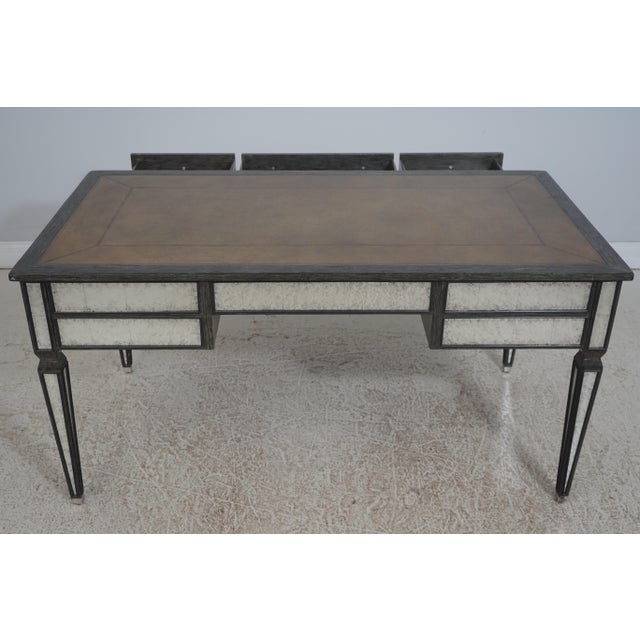 Theodore Alexander Louis XVI Mirrored Leather Top Writing Desk For Sale - Image 16 of 18