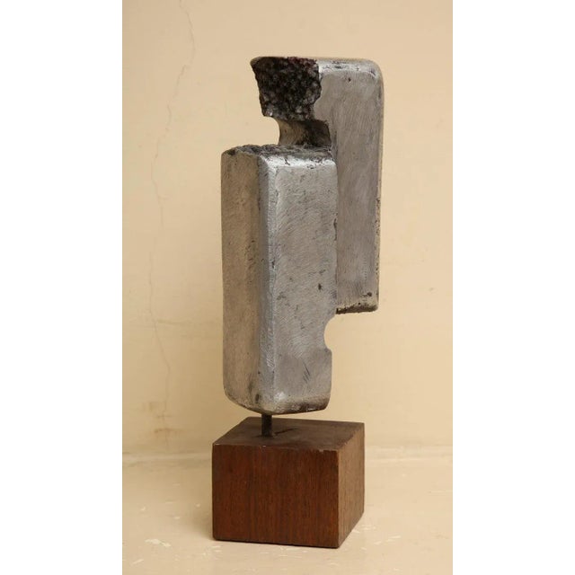 1972 "Closed Column" Contemporary Abstract, Silver Gray Aluminum Sculpture by Gerald Siciliano For Sale - Image 10 of 11
