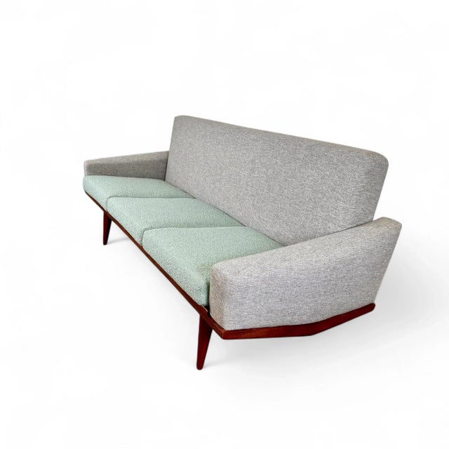 Presented is a rare vintage Mid Century Modern HW Klein Teak Sofa for Bramin-Møbler, circa 1960s. A stunning example of...