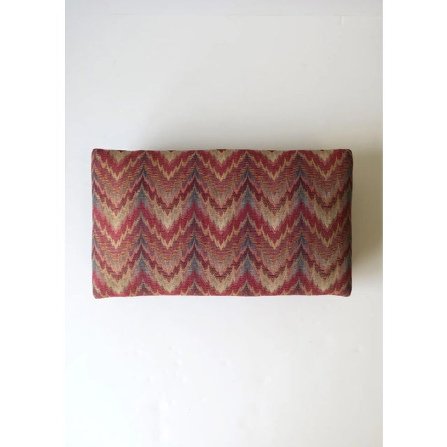 Footstool Bun Feet Schumacher Flamestitch or Missoni Style Upholstery Nail Head Design For Sale - Image 13 of 16
