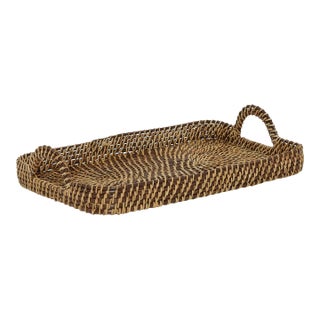 Brown & Natural Rattan Rectangle Tray, Large For Sale