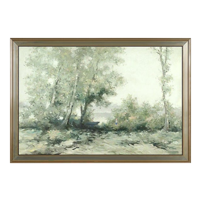 Mid 20th Century Afternoon on the Lake, Andre Gisson For Sale