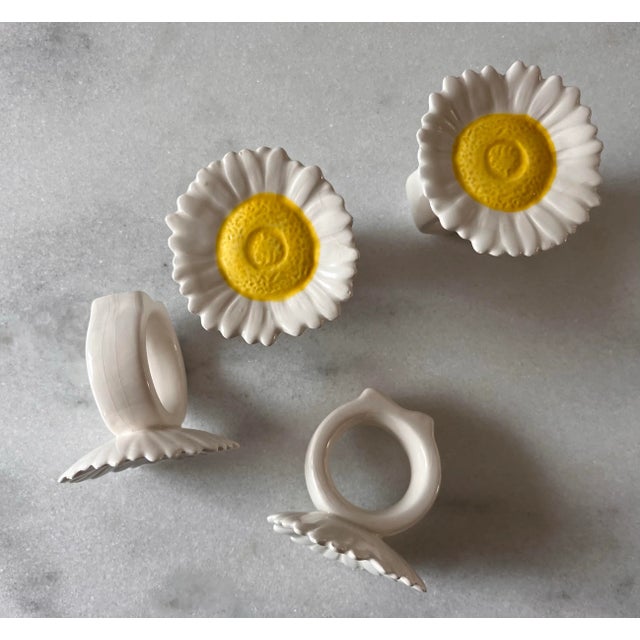Vintage Glass Daisy Flower Napkin Rings - Set of 4 For Sale - Image 9 of 9