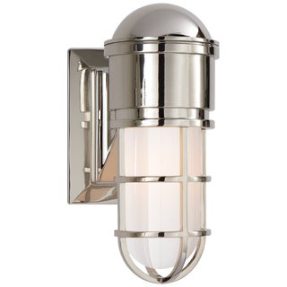 Chapman & Myers for Visual Comfort Signature Marine Wall Light in Polished Nickel with White Glass For Sale