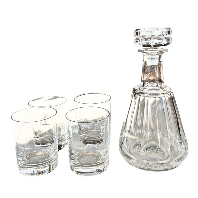Glass Mid-Century Crystal Talleyrand Decanter and Double Fashioned Glasses from Baccarat, 1960s, Set of 5 For Sale - Image 7 of 9