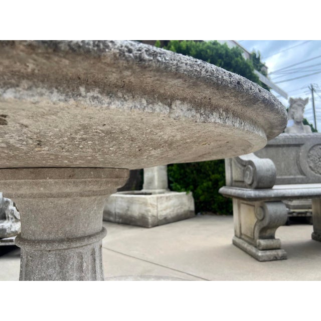 Early 1900s French Circular Limestone Table With Fluted Octagonal Base For Sale - Image 13 of 14