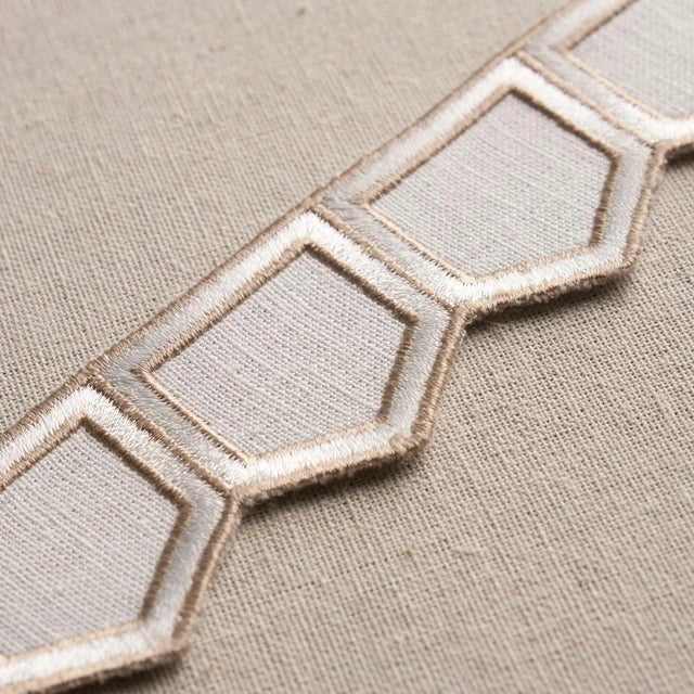 Schumacher Sample - Schumacher X David Kaihoi Honeycomb Trim in Ivory For Sale - Image 4 of 5