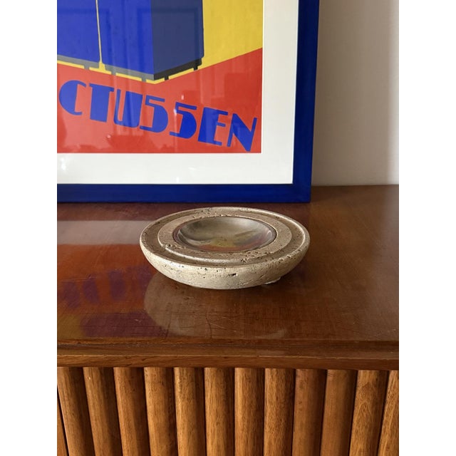 Silver Travertine & Brass Vide Poche from Cerri Nestore, Italy, 1970s For Sale - Image 8 of 9