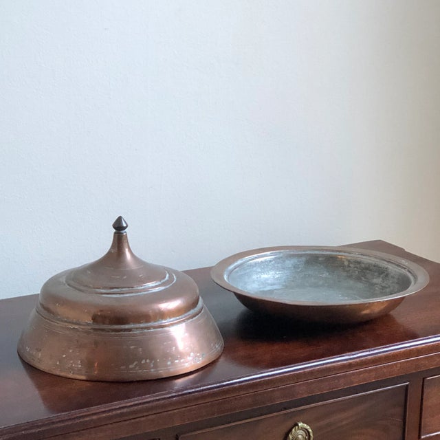 Early 20th Century Middle Eastern Tinned Copper Bowl For Sale - Image 4 of 12