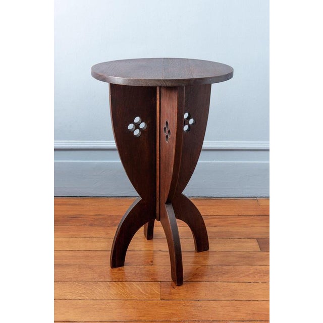 French Arts & Crafts Oak Pedestal Table, 1920 For Sale - Image 11 of 11