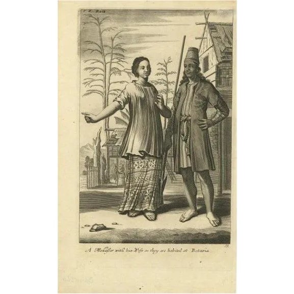 A Makasser Man with His Wife, 1744, Paper For Sale