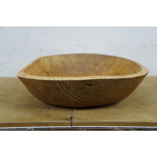 Late 20th Century Vintage Oak Farmhouse Dough Bowl Bin Trough Trencher Treen 20" For Sale - Image 5 of 11