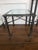 An effortlessly cool three-piece vintage table set featuring a sculptural faux-bamboo iron base paired with thick beveled...