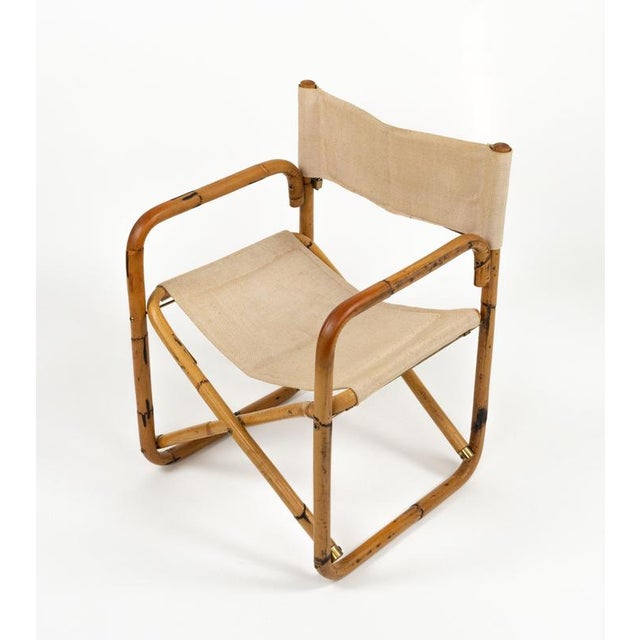 Mid-Century Bamboo and Fabric Director's Folding Chairs, Italy, 1960s, Set of 2 For Sale - Image 13 of 18