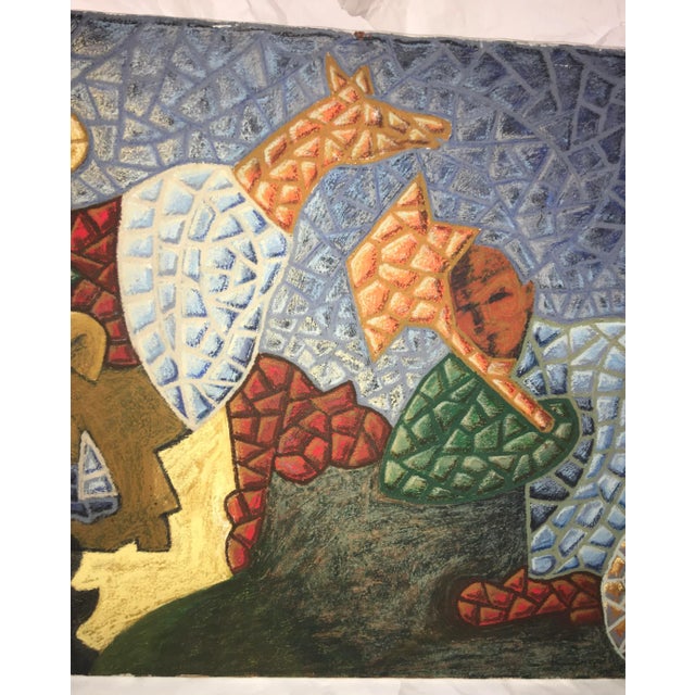 Abstract Expressionism 1990s Cubist Style Figurative Abstract Oil & Wax on Canvas Painting by Gidon Bendor For Sale - Image 3 of 10