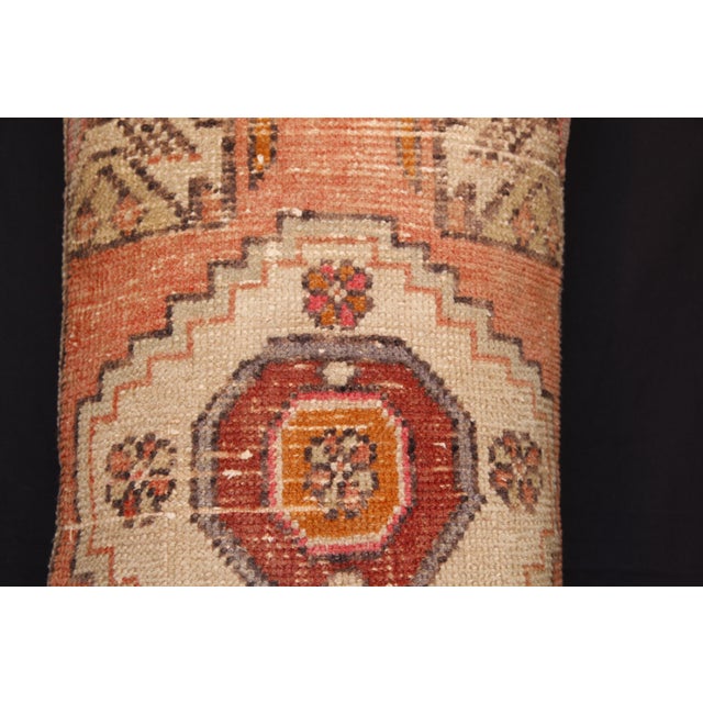 Mid 20th Century Handwoven Turkish Rug Pillow – Soft Tribal Motifs in Neutral Tones Pillow Case -16'' X 32'' For Sale - Image 5 of 13