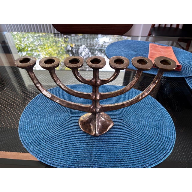 Brutalist Bronze Menora attributed to Michael Harjes, 1960 For Sale - Image 11 of 12