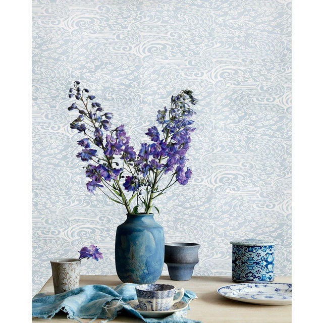 Schumacher Sample - Schumacher Mizu Wallpaper in Sky For Sale - Image 4 of 4