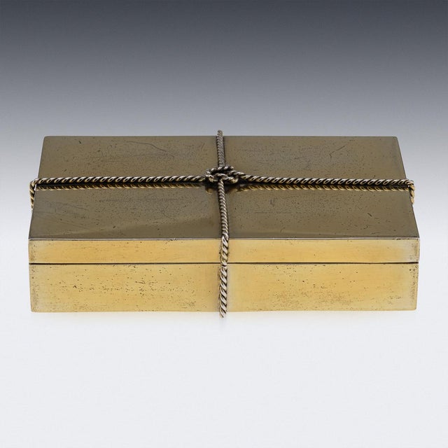 1960s Vintage 20th Century Italian Gilt Silver Cigar Box from Tiffany & Co, 1960s For Sale - Image 5 of 17