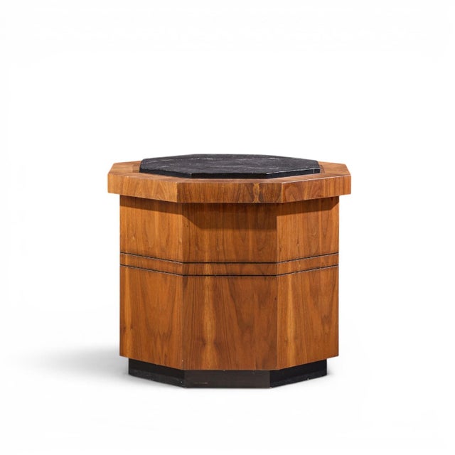 Mid 20th Century Jack Cartwright for Founders Style Mid Century Walnut and Slate Side Tables - Pair For Sale - Image 5 of 11