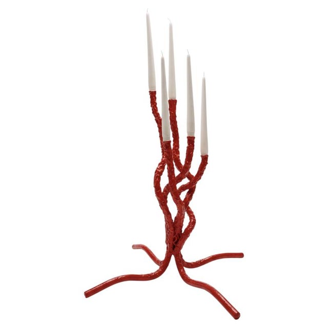 Stroma Sculptural Candelabra in Forged Steel by Metalmorphosis Studio For Sale - Image 6 of 6