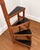 Vintage Walnut Spiral Library Steps With Black Leather Treads For Sale - Image 4 of 6