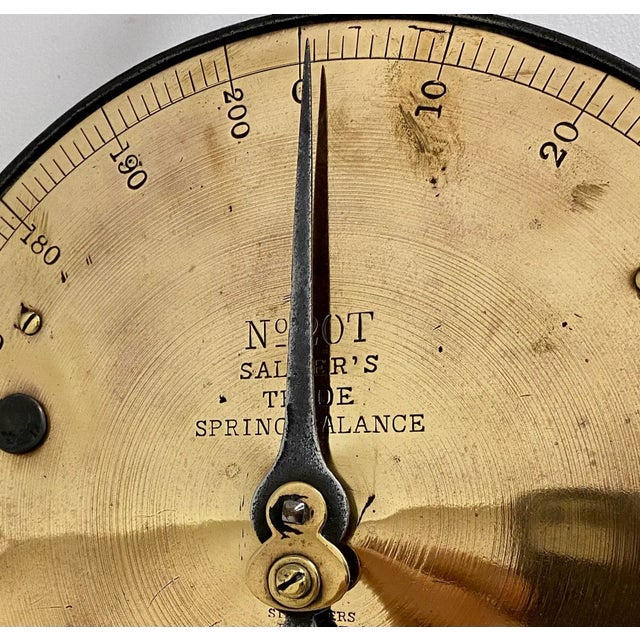 Antique Brass Salter Spring Balance Scale 20t With 200 Lb Capacity From England - Circa 1900 For Sale - Image 4 of 13