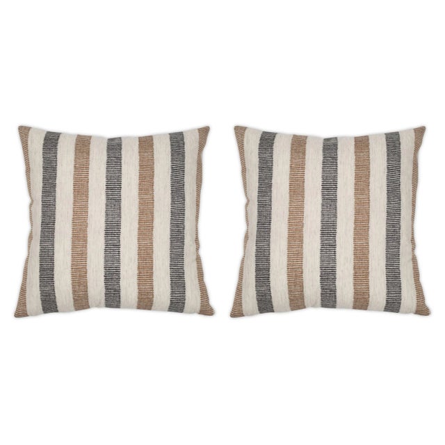 Transitional Knotted Stripe Charcoal 26x26 Pillow, A Pair For Sale - Image 3 of 3
