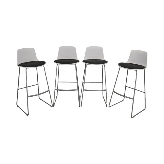 Steelcase Coalesse Enea Lottus Set 4 Sculpted Sled Barstools For Sale