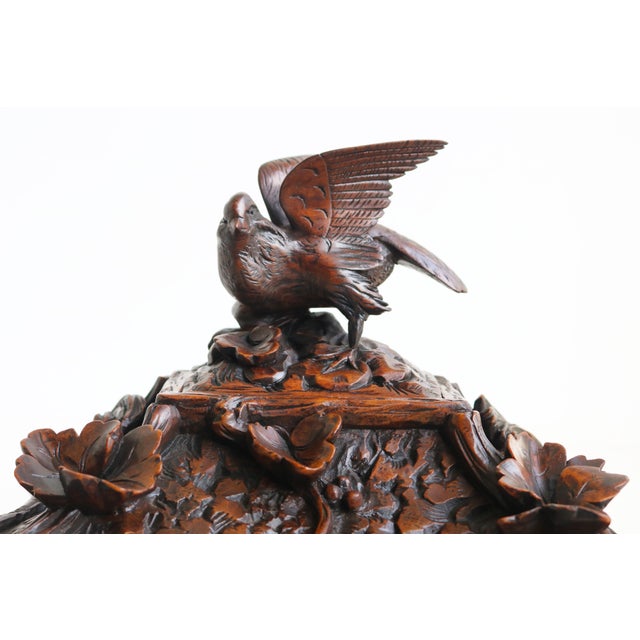 19th Century Black Forest Swiss Two Tier Jewelry Box with Fox and Bird, 1880 For Sale - Image 4 of 15