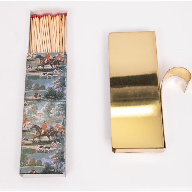 Gold Brass Fireplace Match Sticks Holder, England, 1970s For Sale - Image 8 of 8