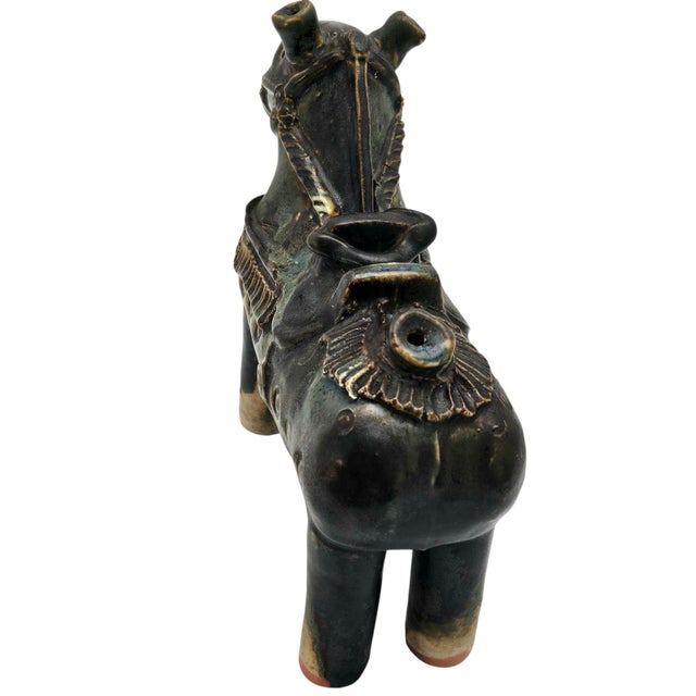 Chinese Sancai Style Drip Glaze Ceramic Horse Figure Ocarina 10.5" For Sale In San Francisco - Image 6 of 12
