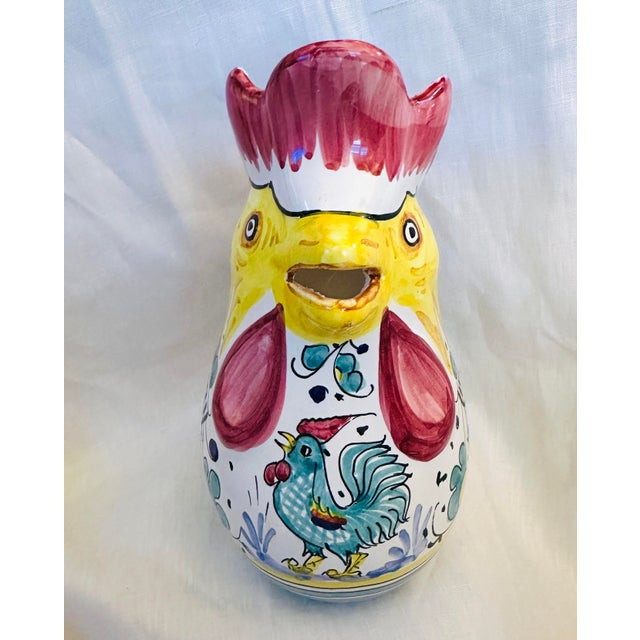 Cottura Rooster Pitcher with a beautiful hand painted Italian Rooster theme. Perfect for a kitchen displayed on a shelf....